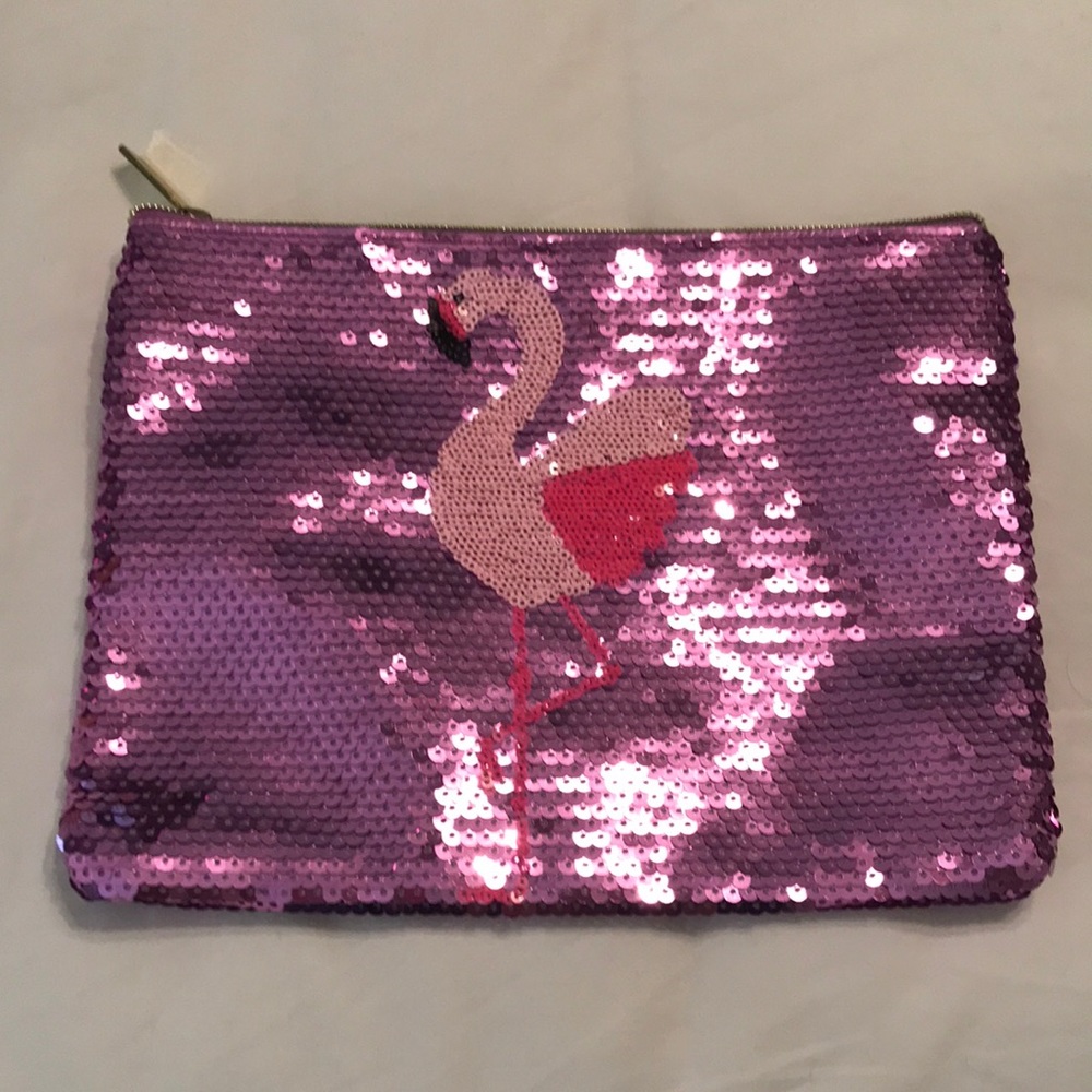 Tarte Purple Sequin Flamingo Makeup Bag
